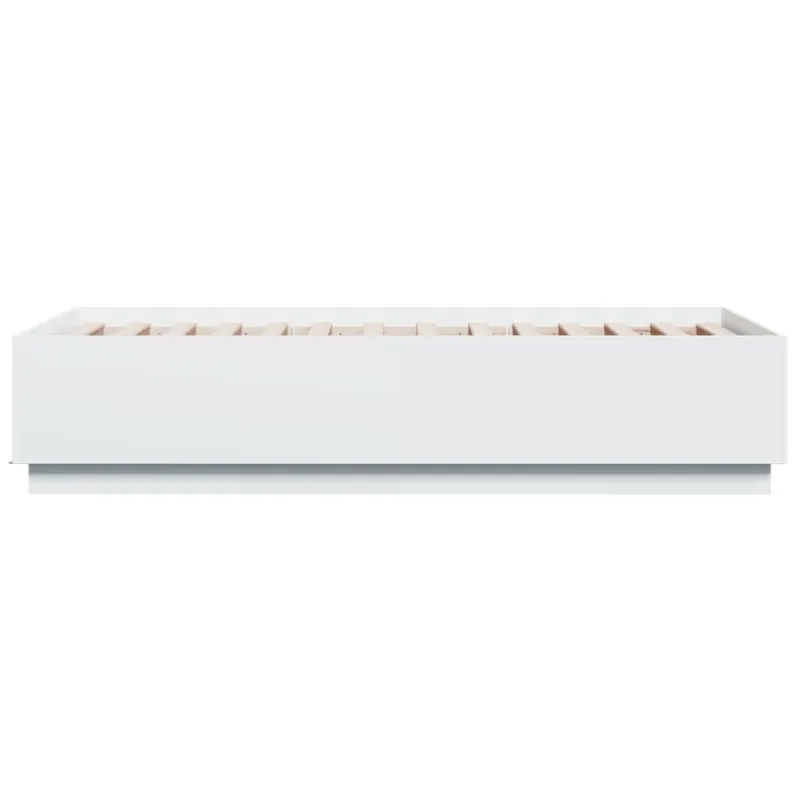 Lovos rėmas su LED, baltas, 90x190cm, apdirbta mediena