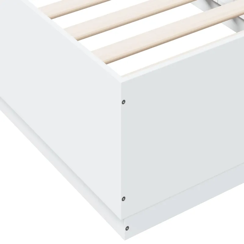 Lovos rėmas su LED, baltas, 90x190cm, apdirbta mediena