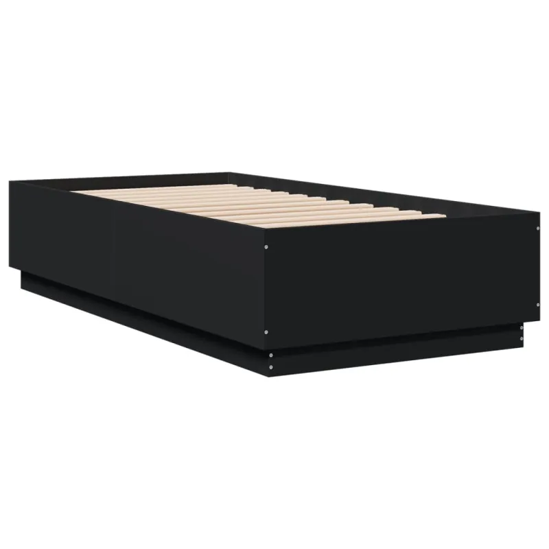 Lovos rėmas su LED, juodas, 75x190cm, apdirbta mediena