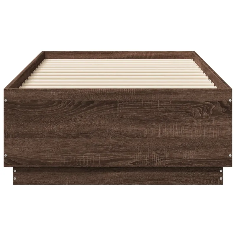 Lovos rėmas su LED, rudas ąžuolo, 75x190cm, apdirbta mediena