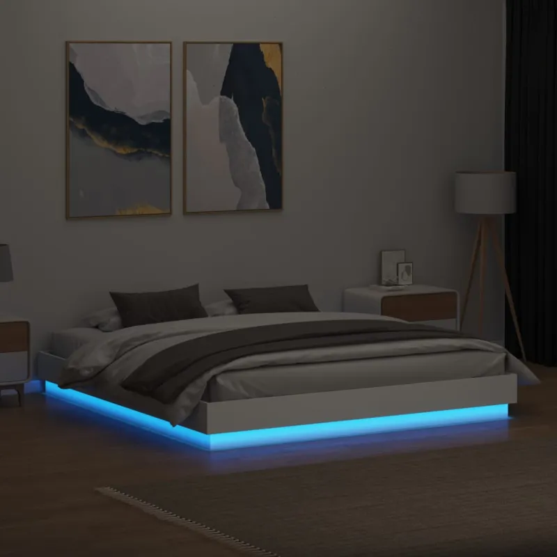 Lovos rėmas su LED lemputėmis, baltos spalvos, 200x200cm