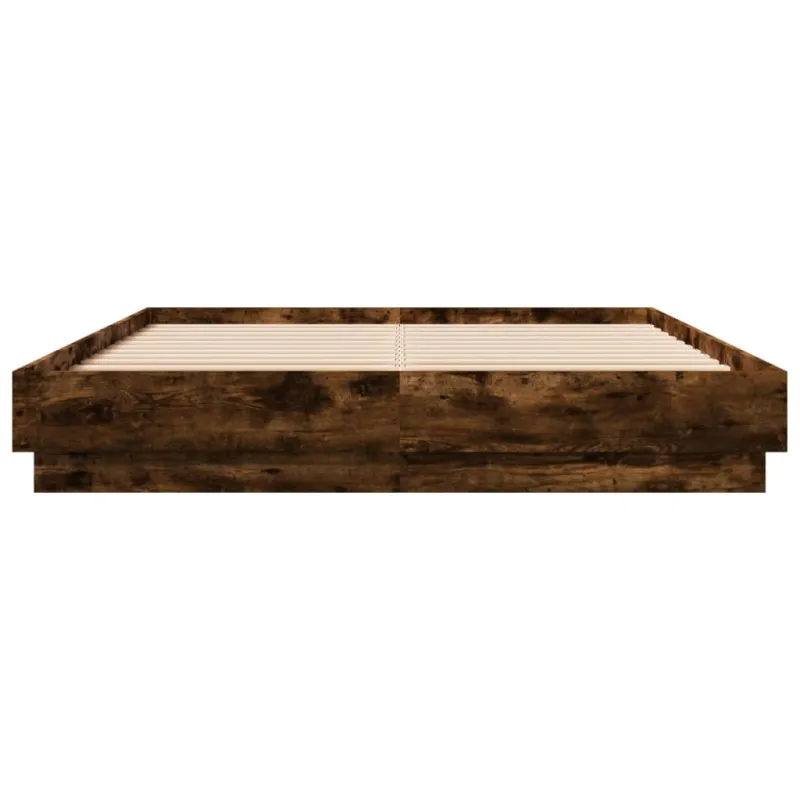 Lovos rėmas su LED lemputėmis, dūminio ąžuolo, 160x200cm