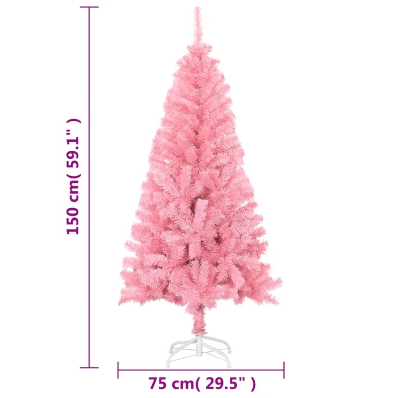 Dirbtinė Kalėdų eglutė su stovu, rožinės spalvos, 150cm, PVC