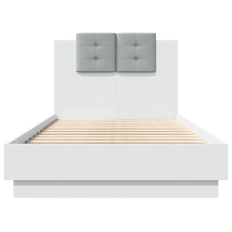 Lovos rėmas su galvūgaliu ir LED lemputėmis, baltas, 75x190cm