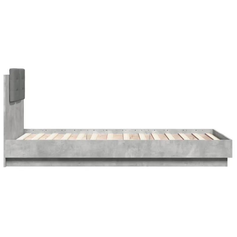 Lovos rėmas su galvūgaliu ir LED lemputėmis, betono, 75x190cm