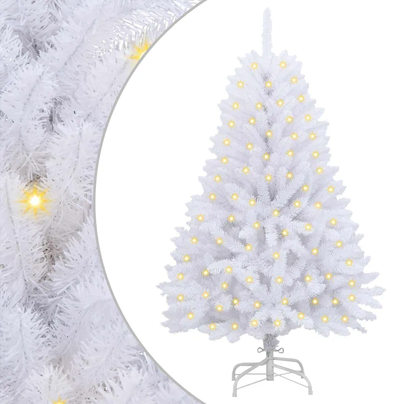 Dirbtinė Kalėdų eglutė su 150 LED Balta 120 cm PVC ir metalas