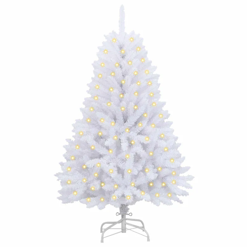 Dirbtinė Kalėdų eglutė su 150 LED Balta 120 cm PVC ir metalas