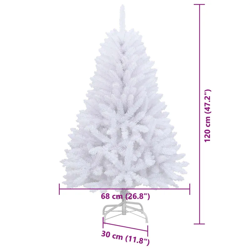 Dirbtinė Kalėdų eglutė su 150 LED Balta 120 cm PVC ir metalas