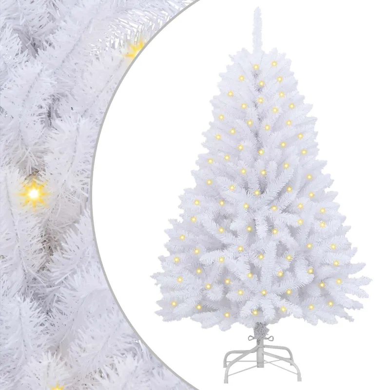Dirbtinė Kalėdų eglutė su 150 LED Balta 150 cm PVC ir metalas