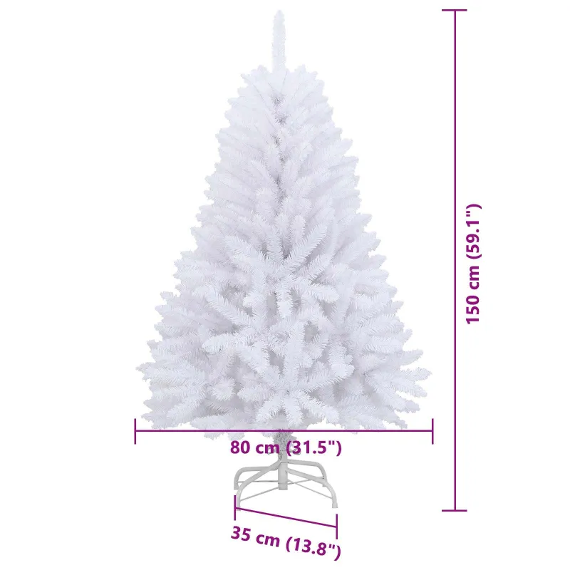 Dirbtinė Kalėdų eglutė su 150 LED Balta 150 cm PVC ir metalas