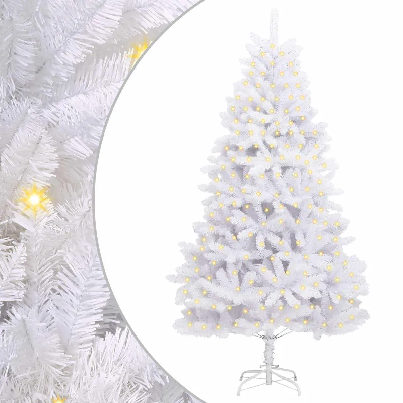 Dirbtinė Kalėdų eglutė su 300 LED Balta 180 cm PVC ir metalas