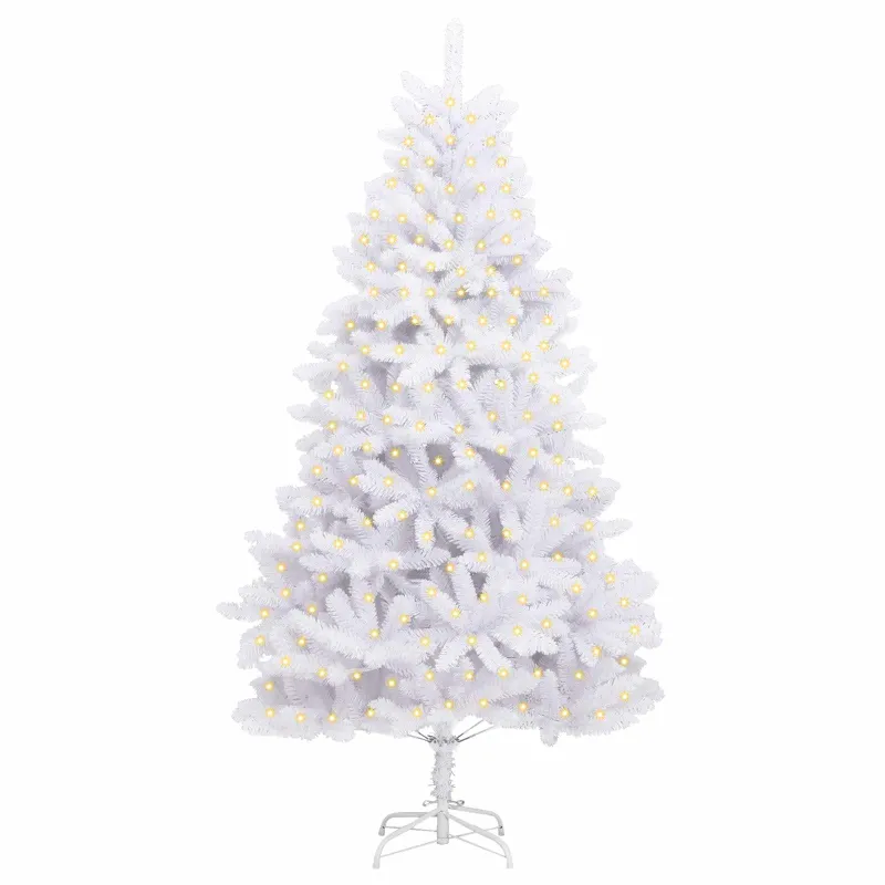 Dirbtinė Kalėdų eglutė su 300 LED Balta 180 cm PVC ir metalas