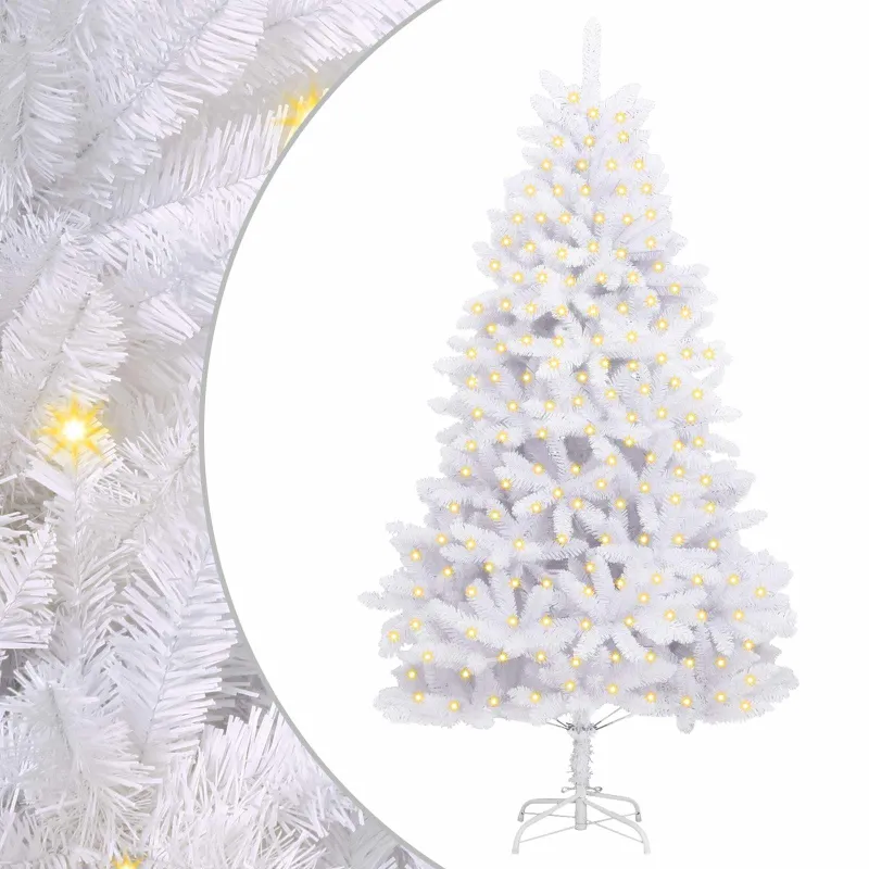 Dirbtinė Kalėdų eglutė su 300 LED Balta 210 cm PVC ir metalas
