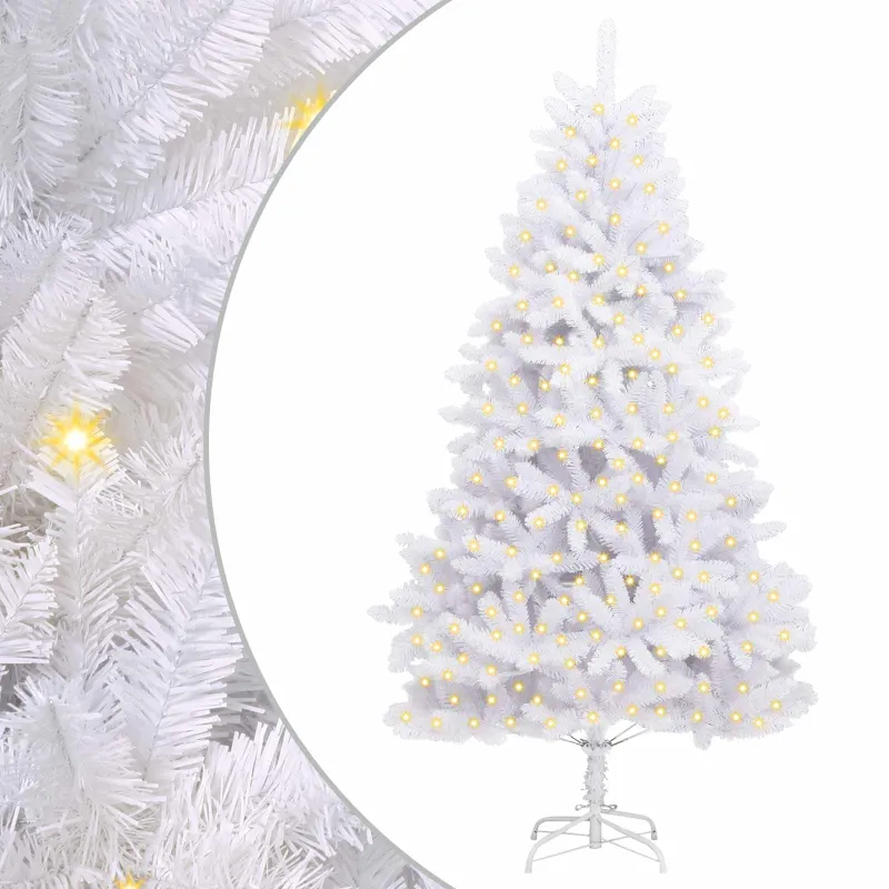 Dirbtinė Kalėdų eglutė su 300 LED Balta 240 cm PVC ir metalas