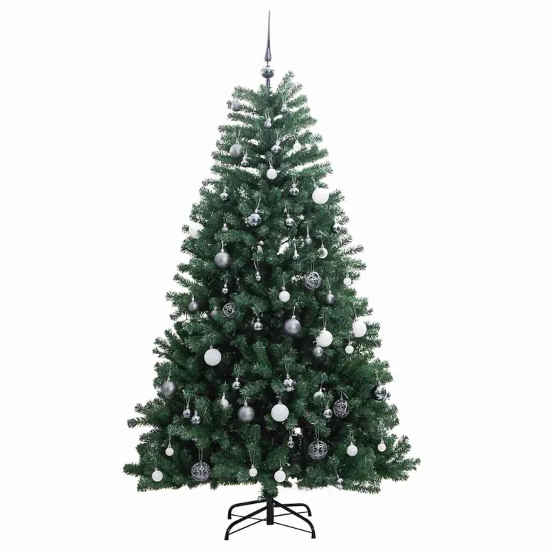 Kalėdų eglutė su šarnyrinėmis šakomis/LED/žaisliukais, 240cm