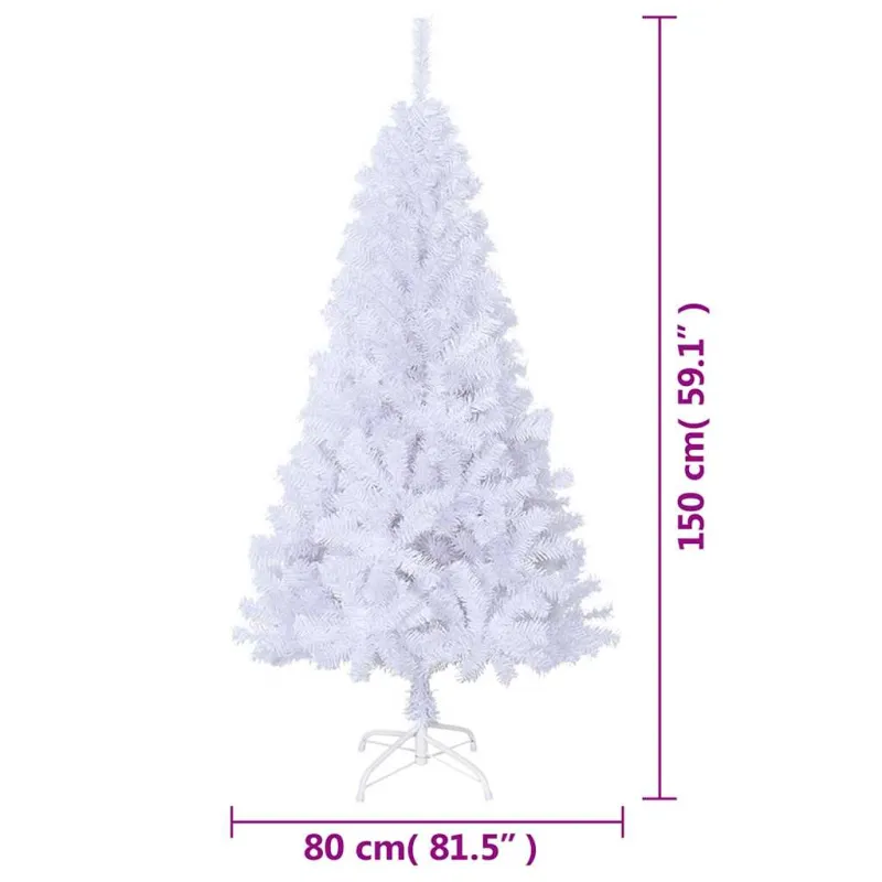Dirbtinė Kalėdų eglutė su storomis šakomis, balta, 150cm, PVC