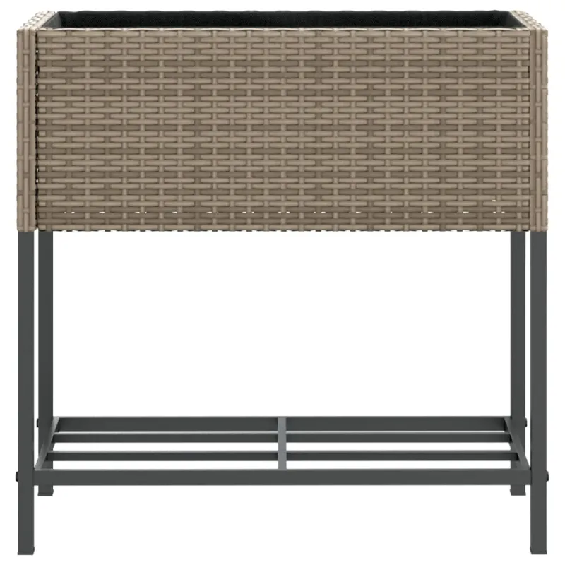 Sodo loveliai su lentyna, 2vnt., pilki, 70x28x70cm, poliratanas