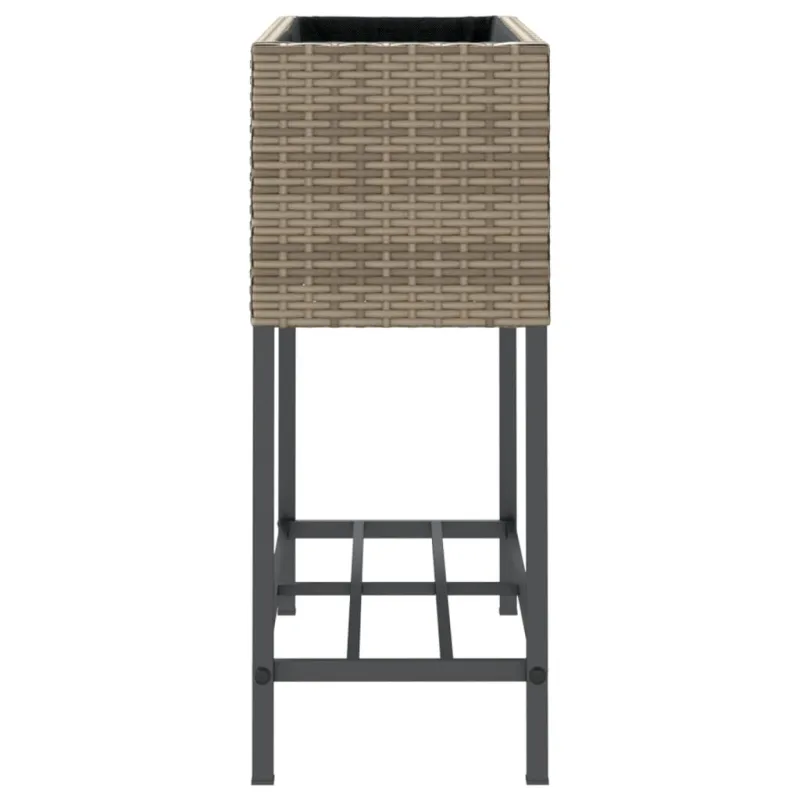 Sodo loveliai su lentyna, 2vnt., pilki, 70x28x70cm, poliratanas