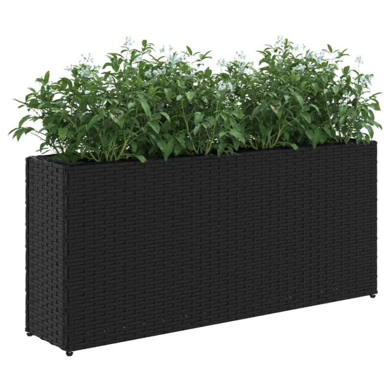 Sodo loveliai su lentyna, 2vnt., juodi, 90x20x40cm, poliratanas