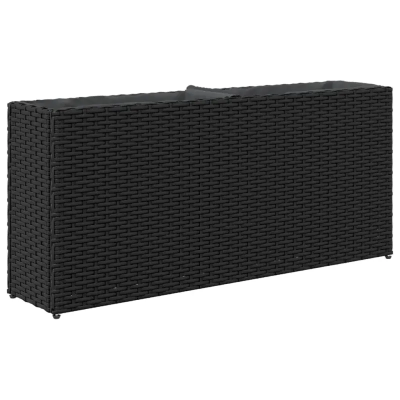 Sodo loveliai su lentyna, 2vnt., juodi, 90x20x40cm, poliratanas