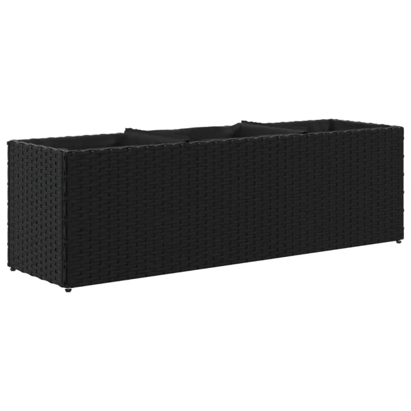 Sodo loveliai su vazonais, 2vnt., juodi, 105x30x32cm, ratanas