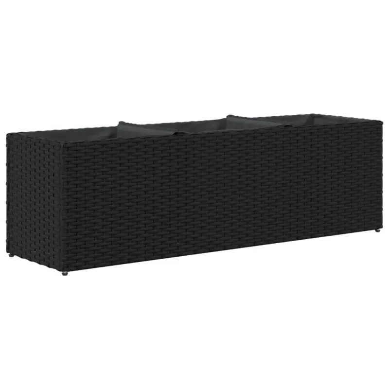 Sodo loveliai su vazonais, 2vnt., juodi, 105x30x32cm, ratanas