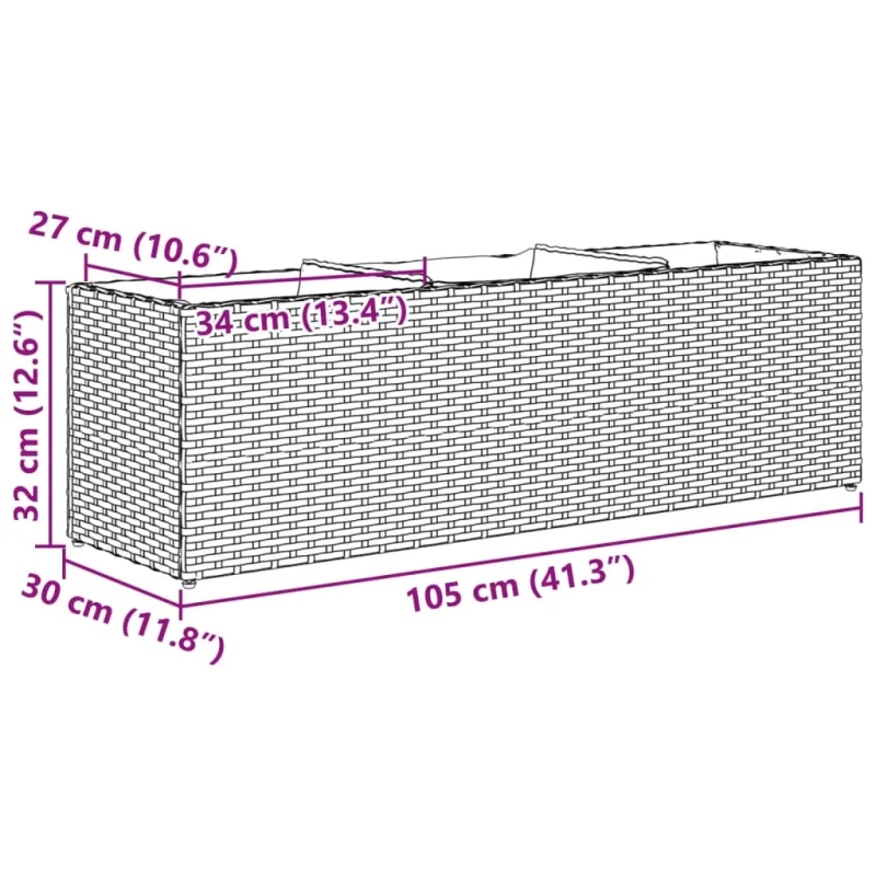 Sodo loveliai su vazonais, 2vnt., pilki, 105x30x32cm, ratanas
