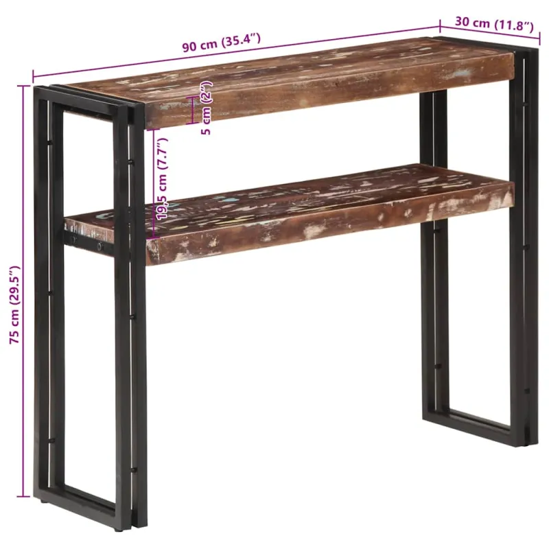 Konsolinis staliukas, 90x30x75cm, perdirbtos medienos masyvas