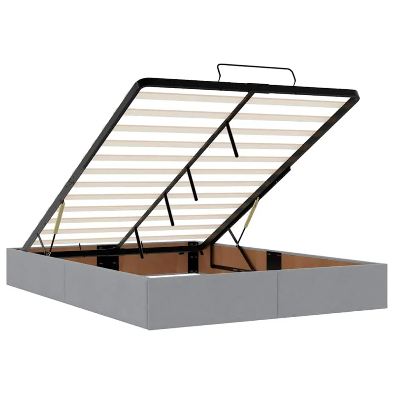 Osmanų lova su čiužiniu ir LED šviesiai pilka 140x190cm audinys