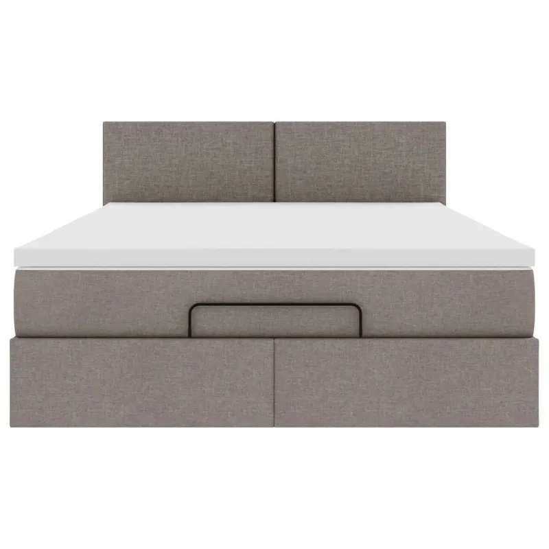 Osmanų lova su čiužiniu ir LED, taupe, 140x190cm, audinys