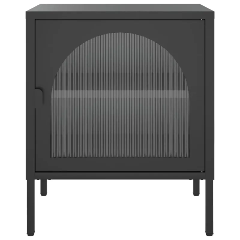 Naktiniai staliukai, 2vnt., juodi, 50x35x60cm, stiklas/plienas