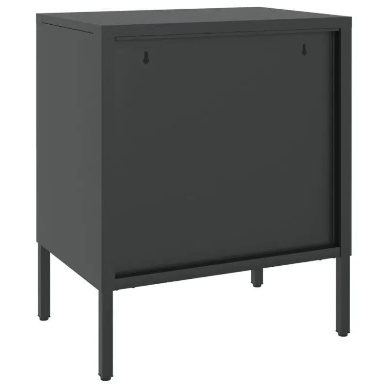 Naktiniai staliukai, 2vnt., juodi, 50x35x60cm, stiklas/plienas