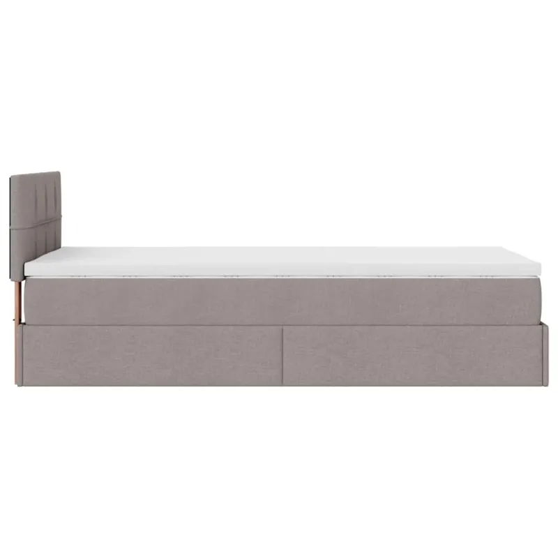 Osmanų lova su čiužiniu ir LED, taupe sp., 90x200cm, audinys