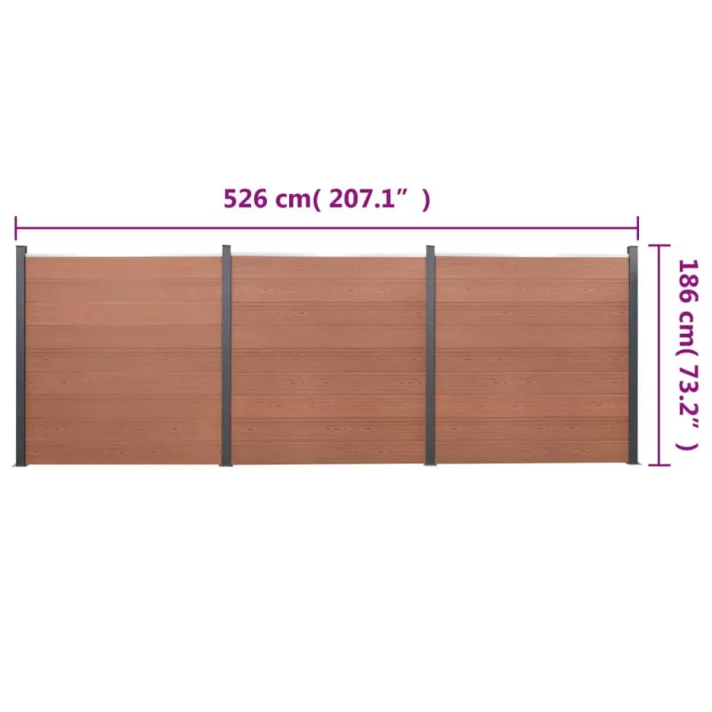 Tvoros segmento rinkinys, rudos spalvos, 526x186cm, WPC