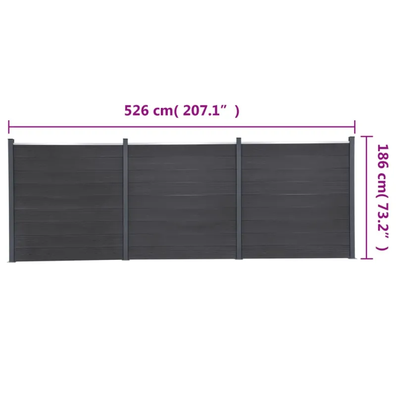 Tvoros segmento rinkinys, pilkos spalvos, 526x186cm, WPC