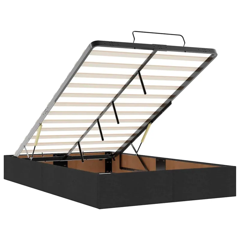 Osmanų lova su čiužiniu ir LED, juodas, 120x190cm, audinys