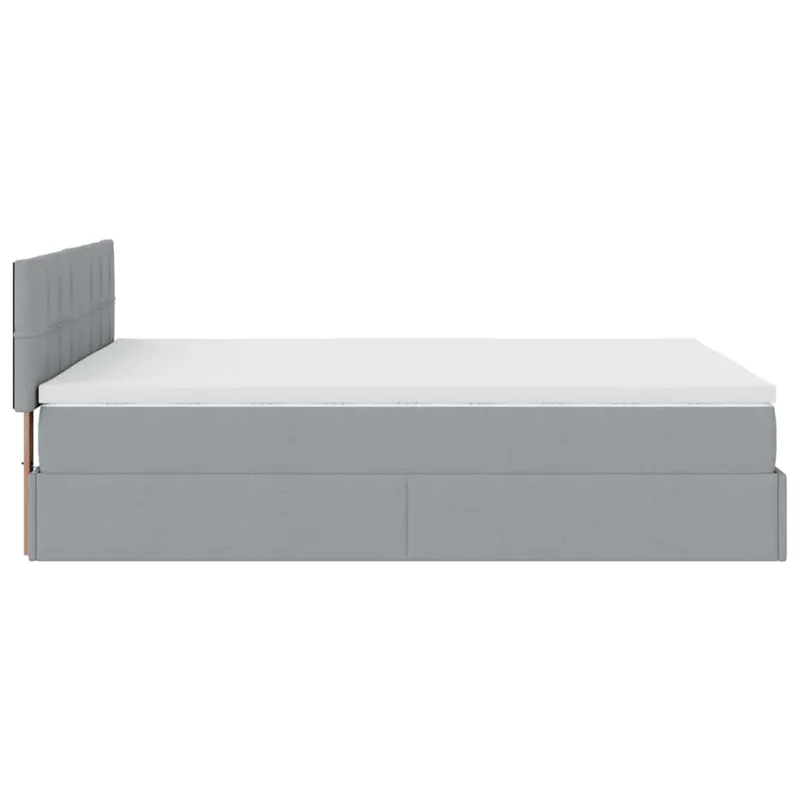 Osmanų lova su čiužiniu ir LED šviesiai pilka 140x190cm audinys