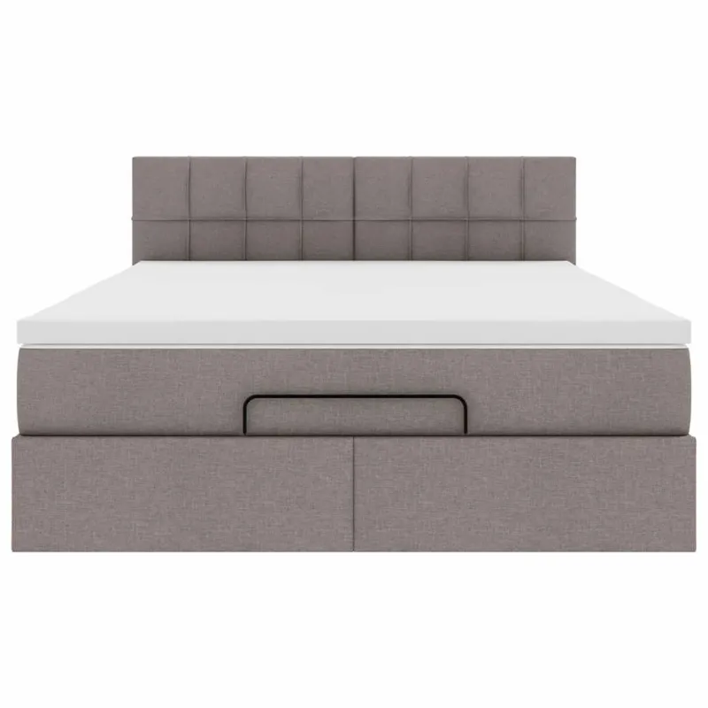 Osmanų lova su čiužiniu ir LED, taupe, 140x190cm, audinys