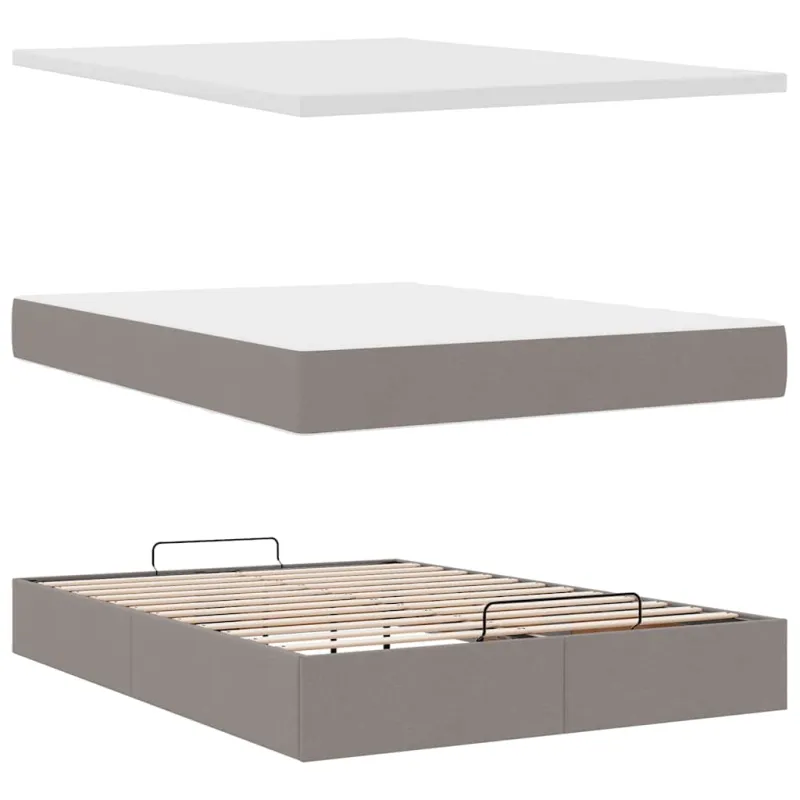 Osmanų lova su čiužiniu ir LED, taupe, 140x190cm, audinys