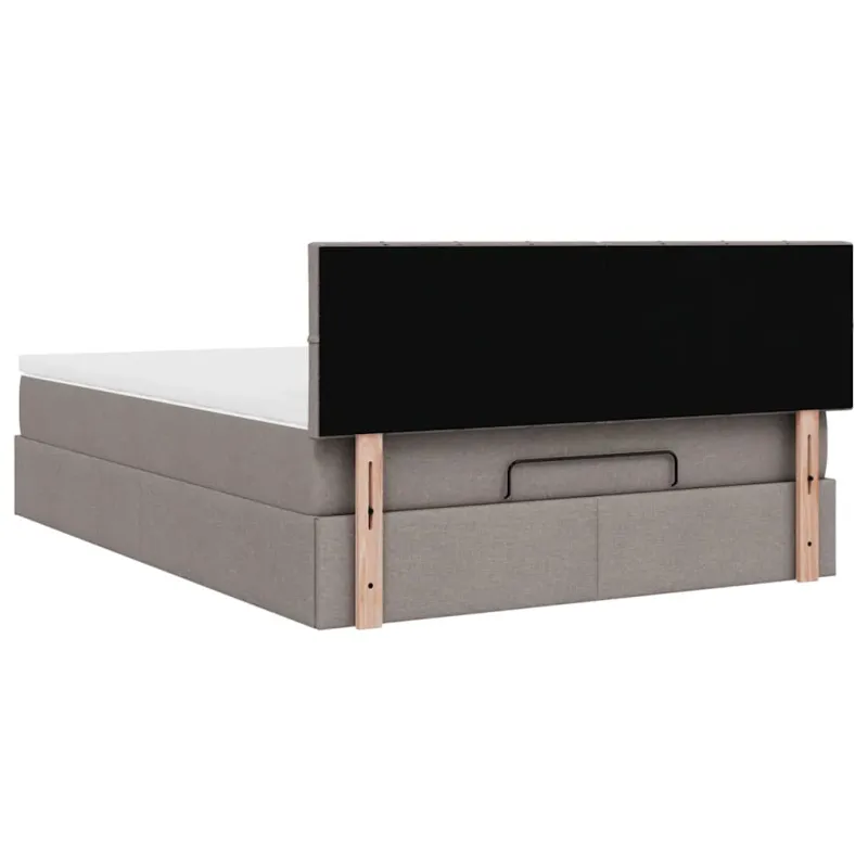 Osmanų lova su čiužiniu ir LED, taupe, 140x190cm, audinys