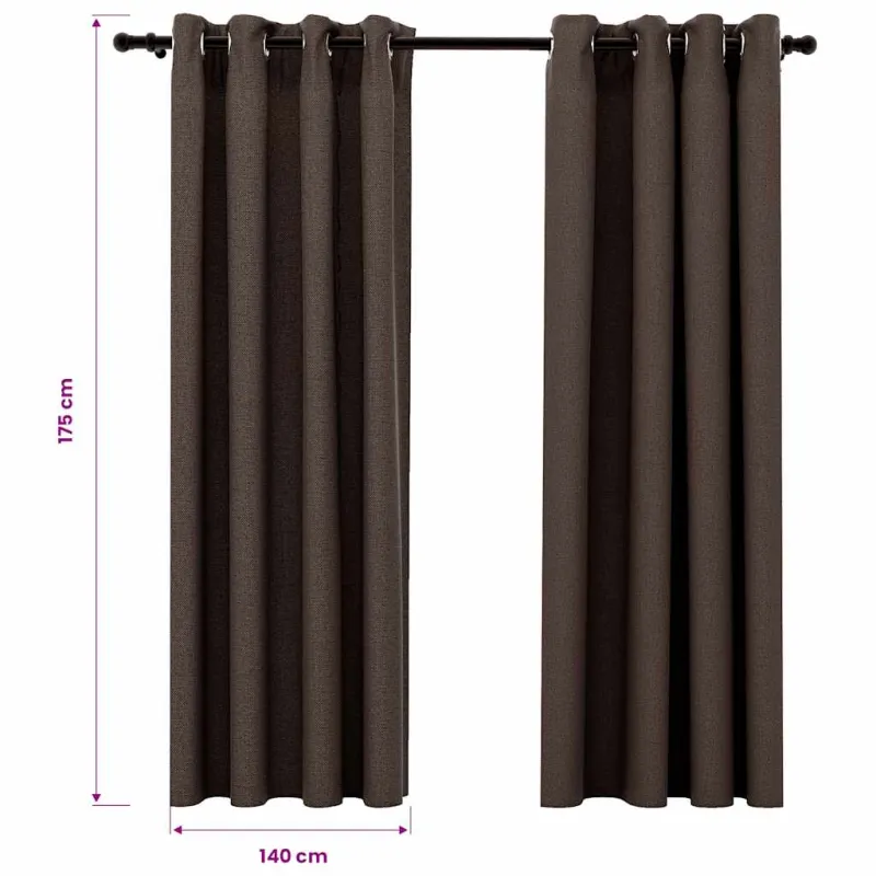 Naktinės užuolaidos su kilputėmis, 2vnt., taupe, 140x175cm