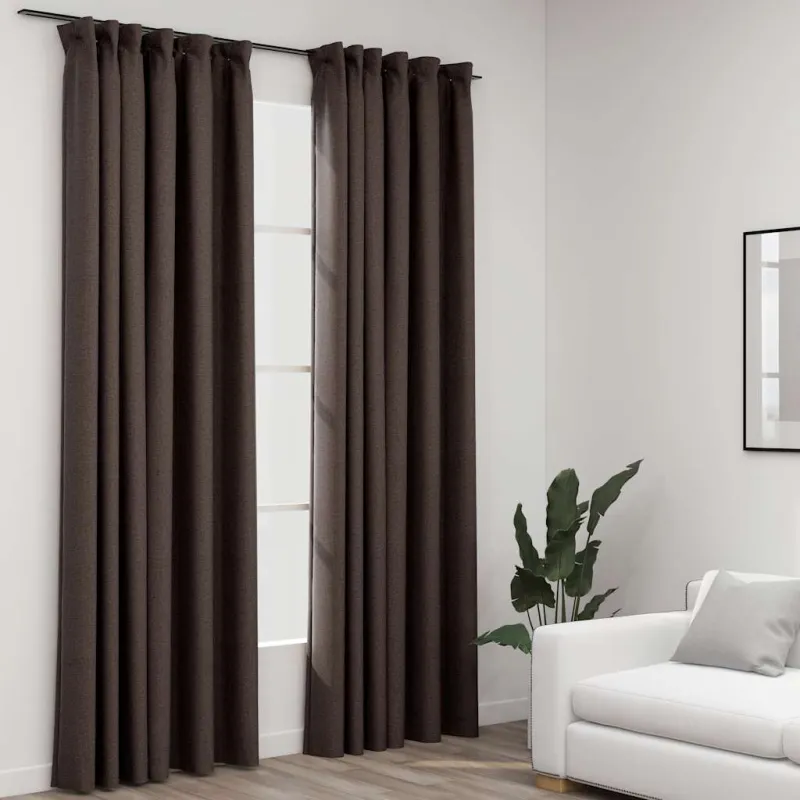 Naktinės užuolaidos su kabliukais, 2vnt., taupe, 140x225cm