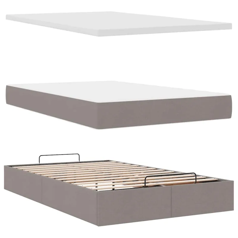 Osmanų lova su čiužiniu ir LED, taupe sp., 120x190cm, audinys