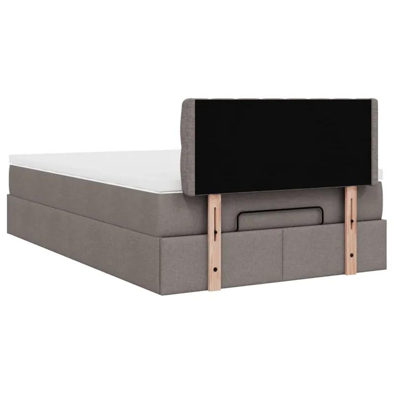 Osmanų lova su čiužiniu ir LED, taupe sp., 120x190cm, audinys