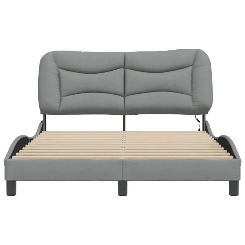 Lovos rėmas su LED be čiužinio, Hvar, šviesiai pilkas, 140x190 cm