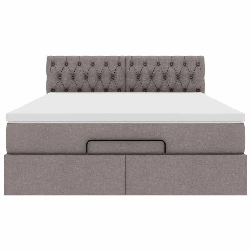 Osmanų lova su čiužiniu ir LED, taupe, 140x190cm, audinys
