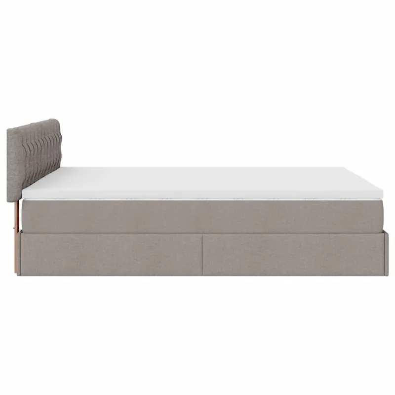 Osmanų lova su čiužiniu ir LED, taupe, 140x190cm, audinys
