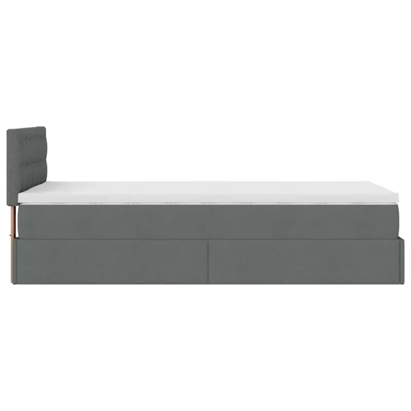 Osmanų lova su čiužiniu ir LED tamsiai pilkas 80x200cm audinys