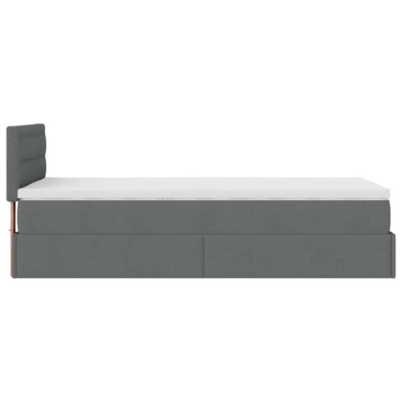 Osmanų lova su čiužiniu ir LED, tamsiai pilkas 90x200cm audinys