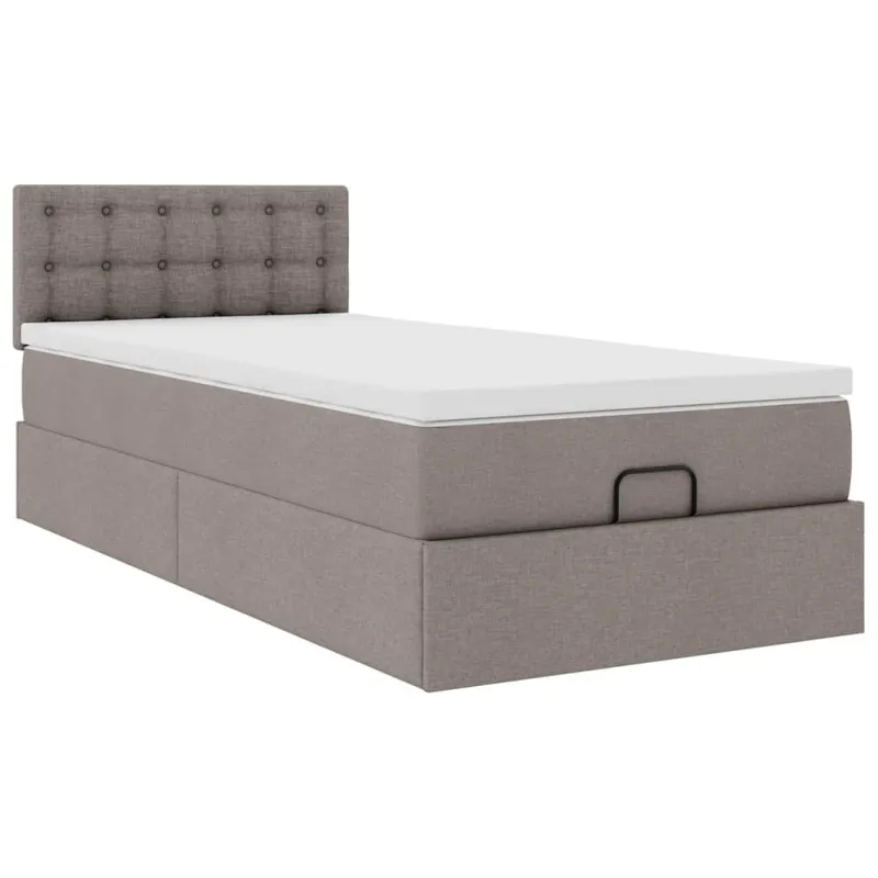 Osmanų lova su čiužiniu ir LED, taupe sp., 90x200cm, audinys